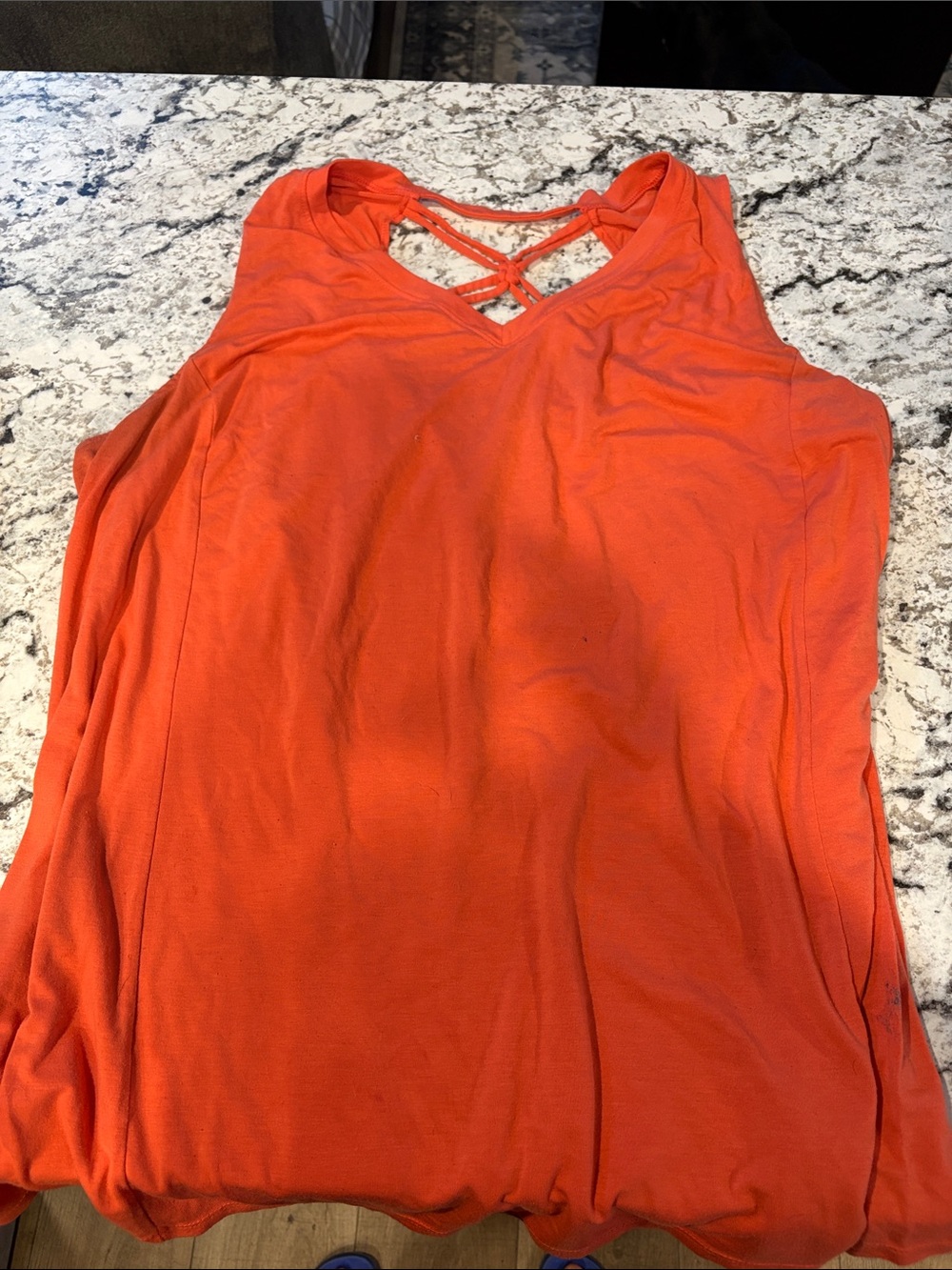 Old Navy Orange Sleeveless V-Neck Tank with Crisscross Back Straps